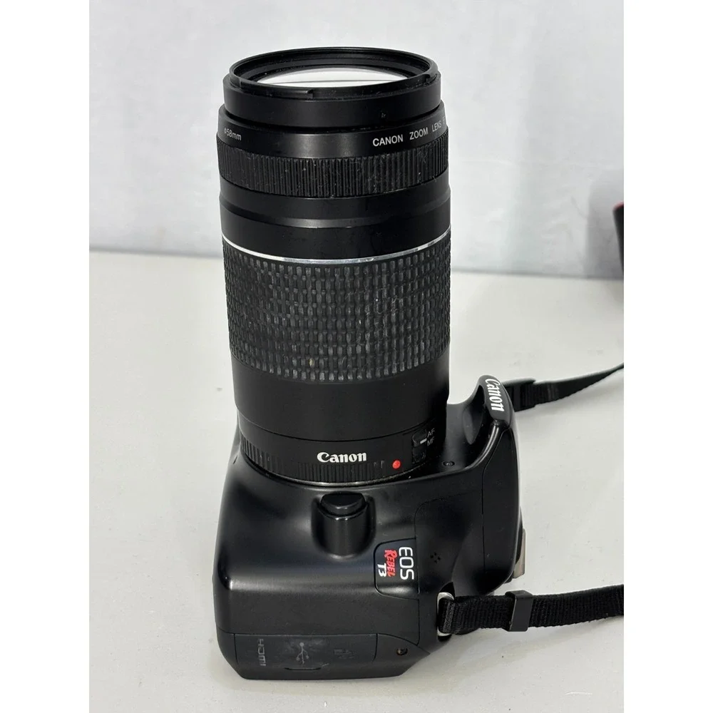Canon EOS Rebel T3 12.2 MP DSLR Camera W/Telephoto Zoom Lens & Battery Black